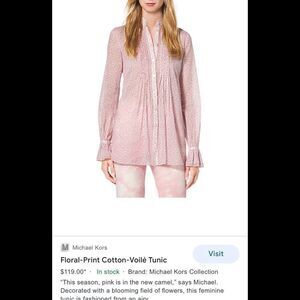 MICHAEL KORS Voile tunic lightweight pleated long sleeve